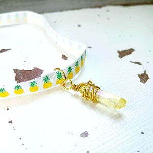Aura Quartz Choker Necklace, Pineapple Choker, Gemstone Jewelry